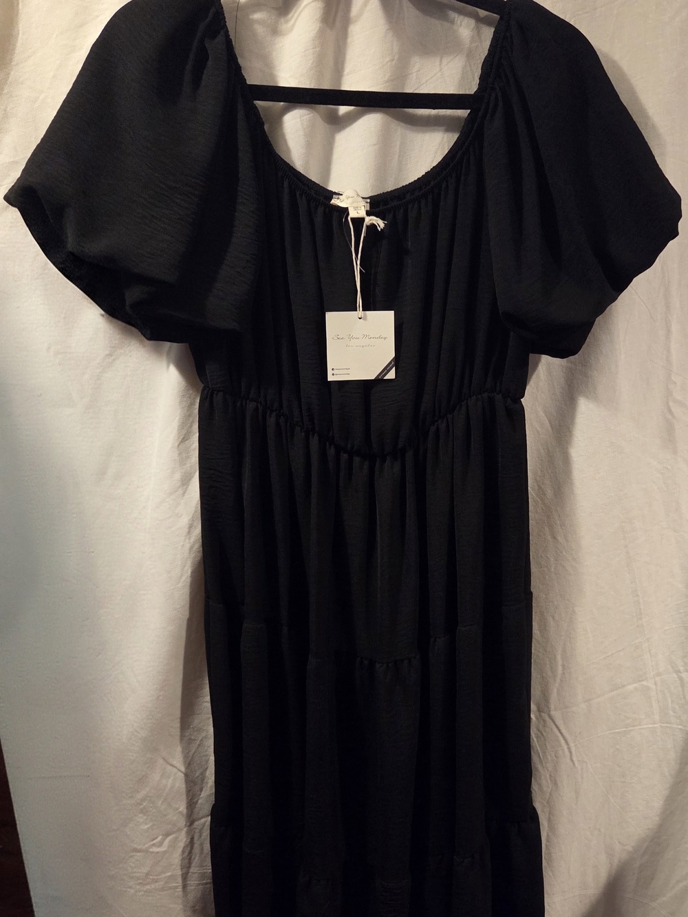 T.J.Maxx Black Puff-Sleeve Maxi Dress